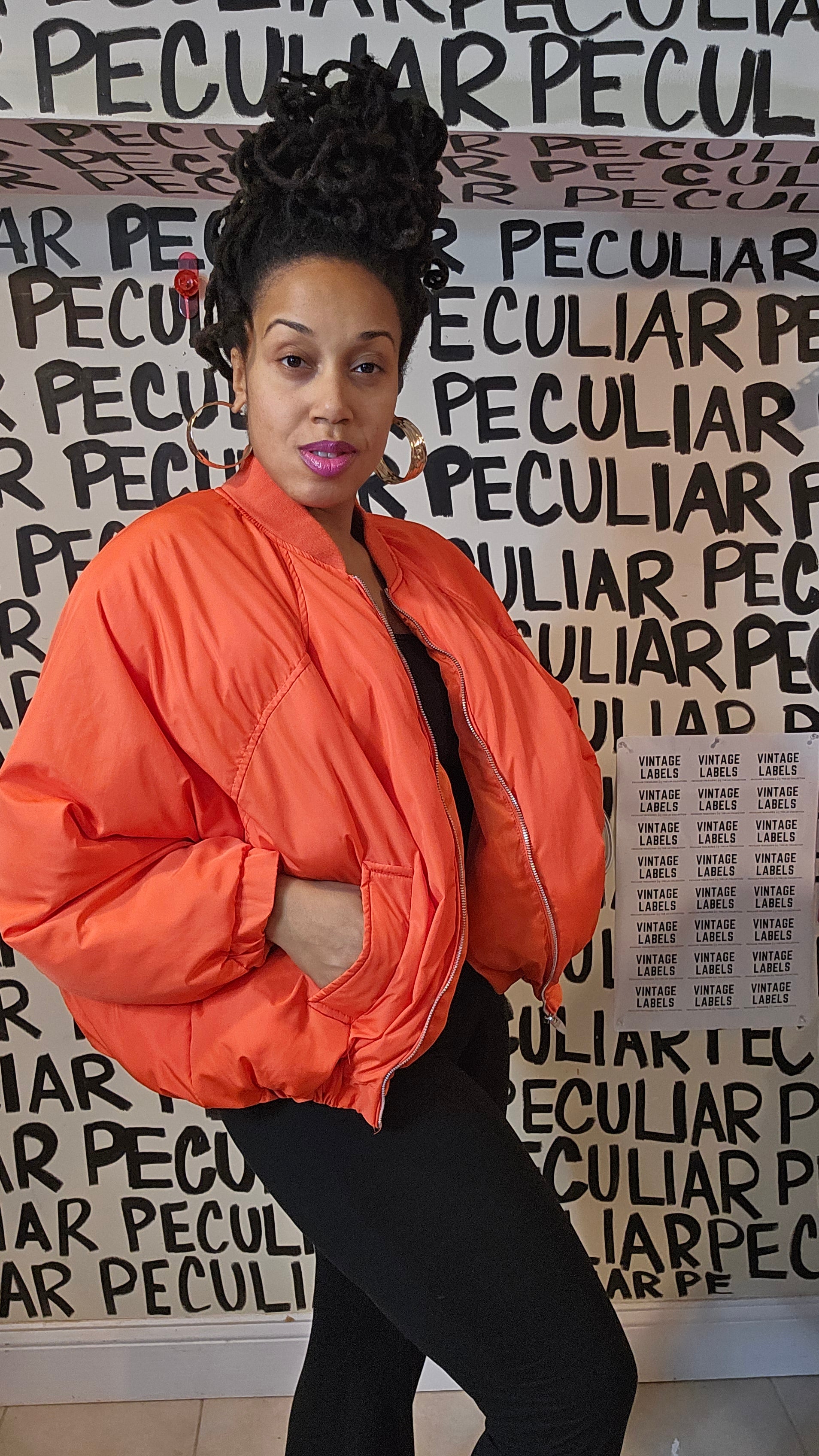 Orange Puff Bomber Jacket