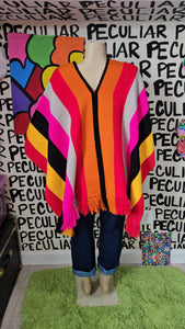 70s Striped Poncho