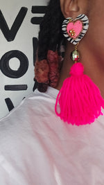Load image into Gallery viewer, I ♡ YOU Tassel Earrings
