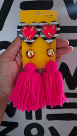 Load image into Gallery viewer, I ♡ YOU Tassel Earrings
