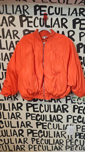 Orange Puff Bomber Jacket