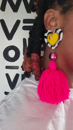Load image into Gallery viewer, I ♡ YOU Tassel Earrings
