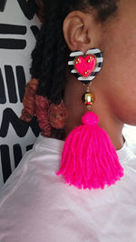 Load image into Gallery viewer, I ♡ YOU Tassel Earrings
