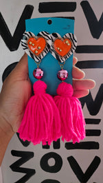 Load image into Gallery viewer, I ♡ YOU Tassel Earrings
