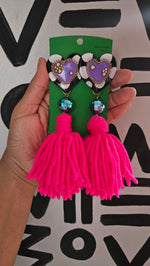 Load image into Gallery viewer, I ♡ YOU Tassel Earrings
