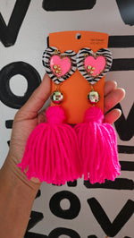 Load image into Gallery viewer, I ♡ YOU Tassel Earrings
