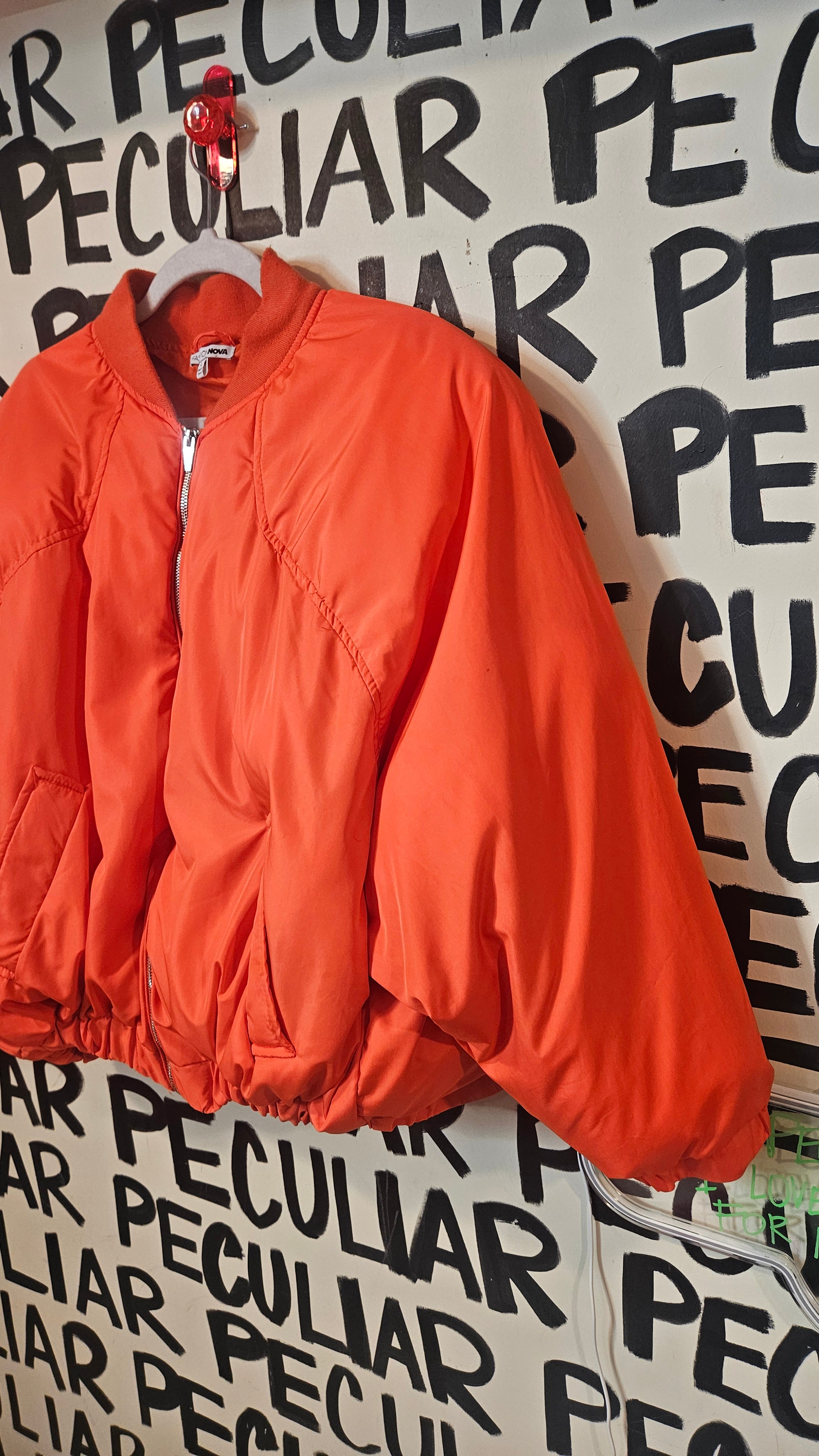 Orange Puff Bomber Jacket