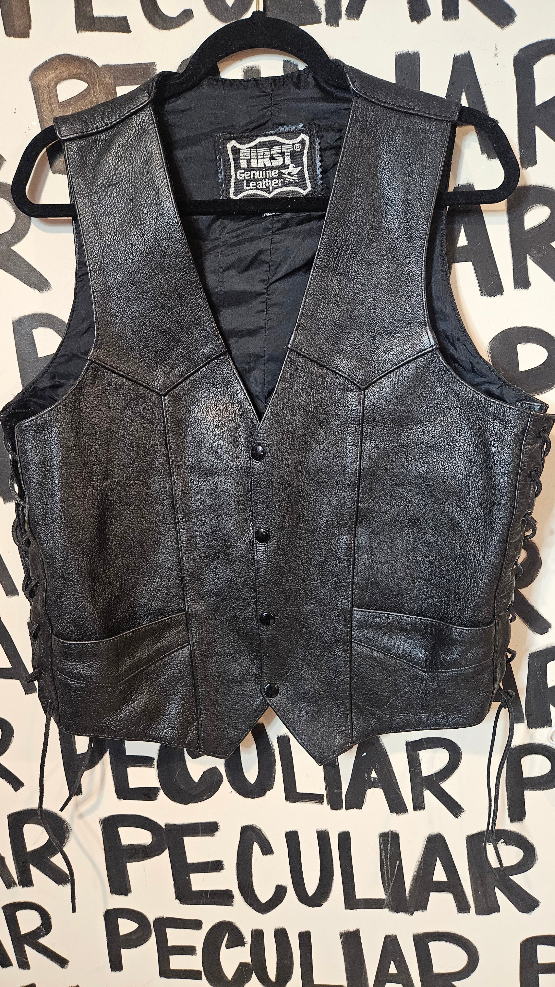 First Genuine Leather Biker Vest