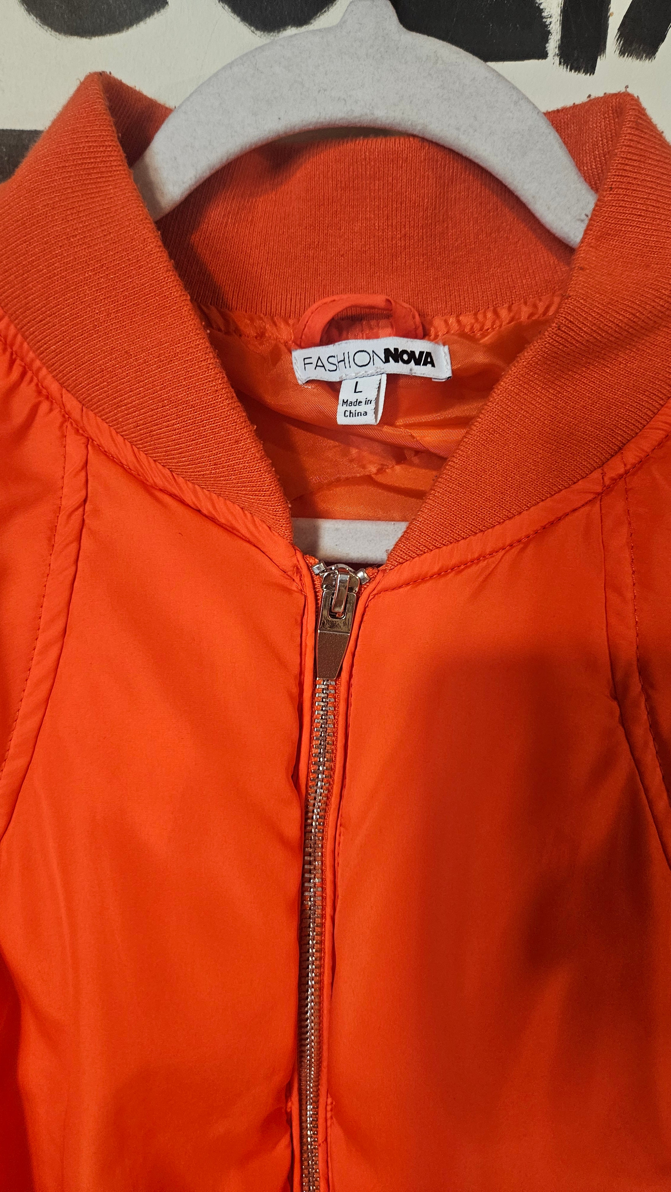 Orange Puff Bomber Jacket