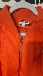 Load image into Gallery viewer, Orange Puff Bomber Jacket
