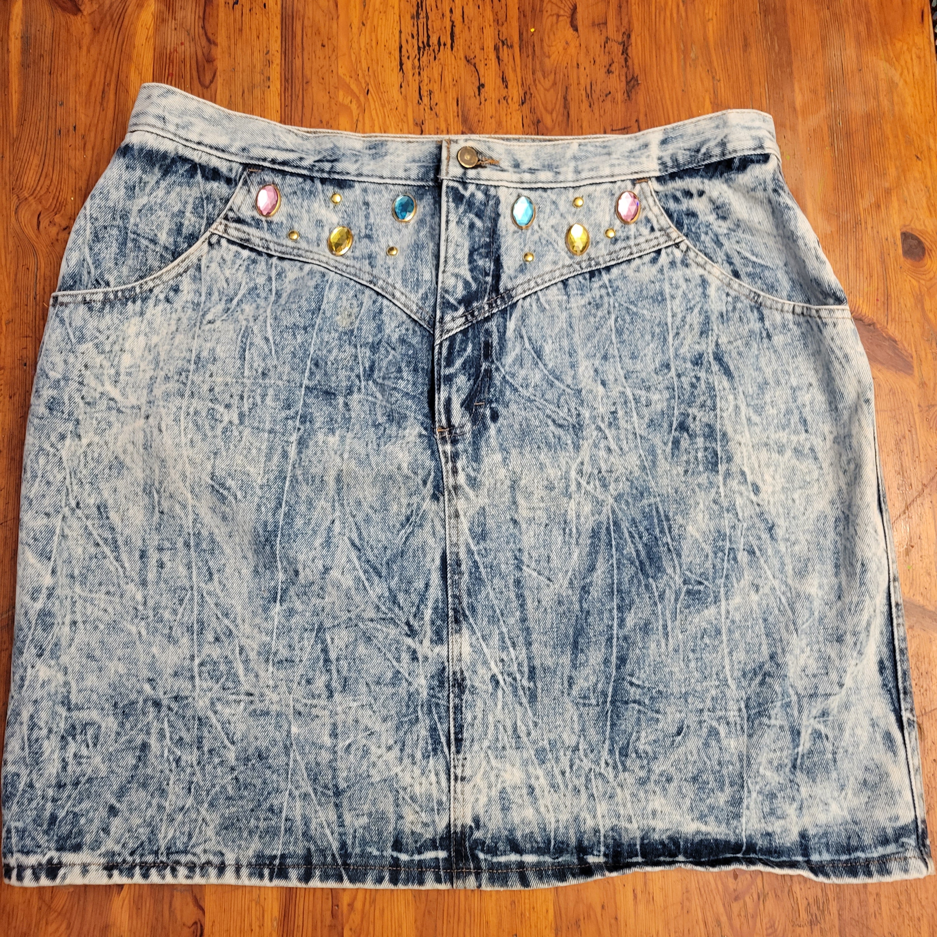 Buy 80s Acid Wash Denim Jean Skirt Designer Logi Embroidery YVES BOUTIQUE  Alaia Thierry Mugler Gaultier Montana Yohji Yamamoto Online in India - Etsy