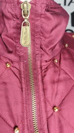 Load image into Gallery viewer, Wine Studded Silk Bomber
