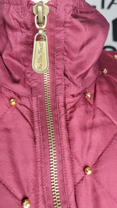 Wine Studded Silk Bomber