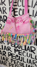 Load image into Gallery viewer, Pinky Jean Fringe Purse
