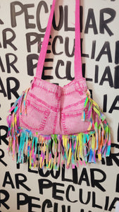 Pinky Jean Fringe Purse