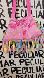 Load image into Gallery viewer, Pinky Jean Fringe Purse
