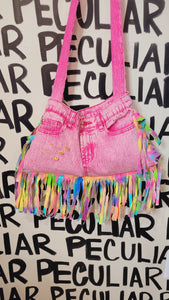 Pinky Jean Fringe Purse