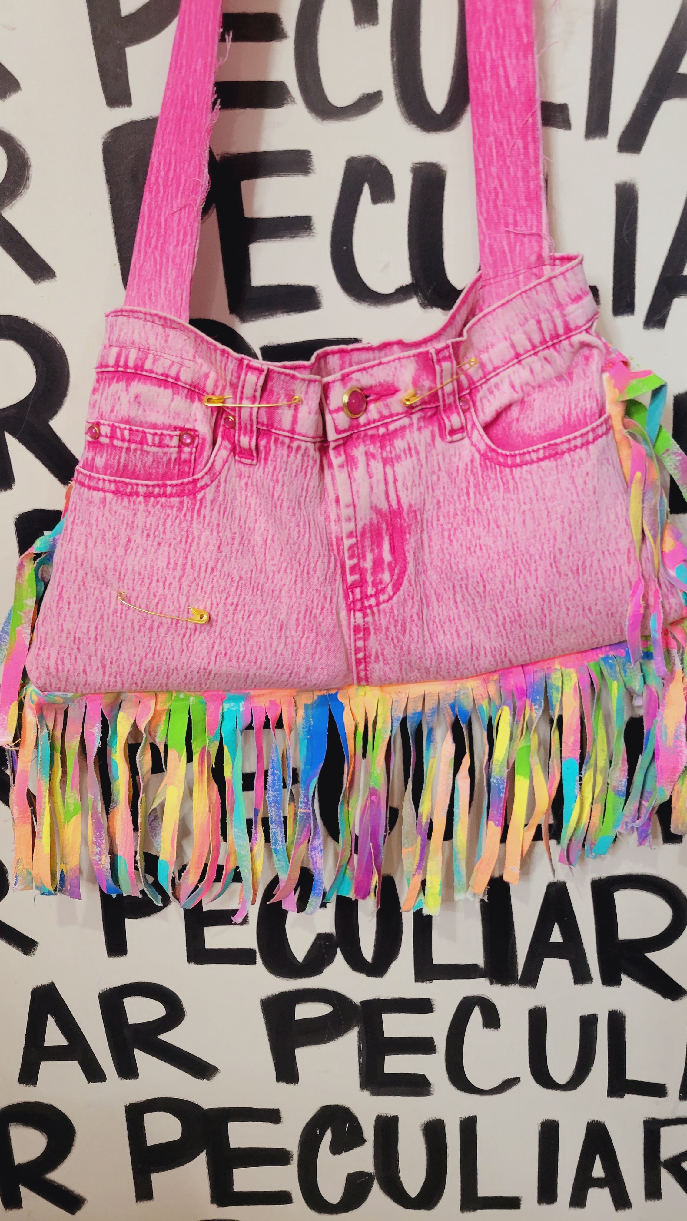 Pinky Jean Fringe Purse