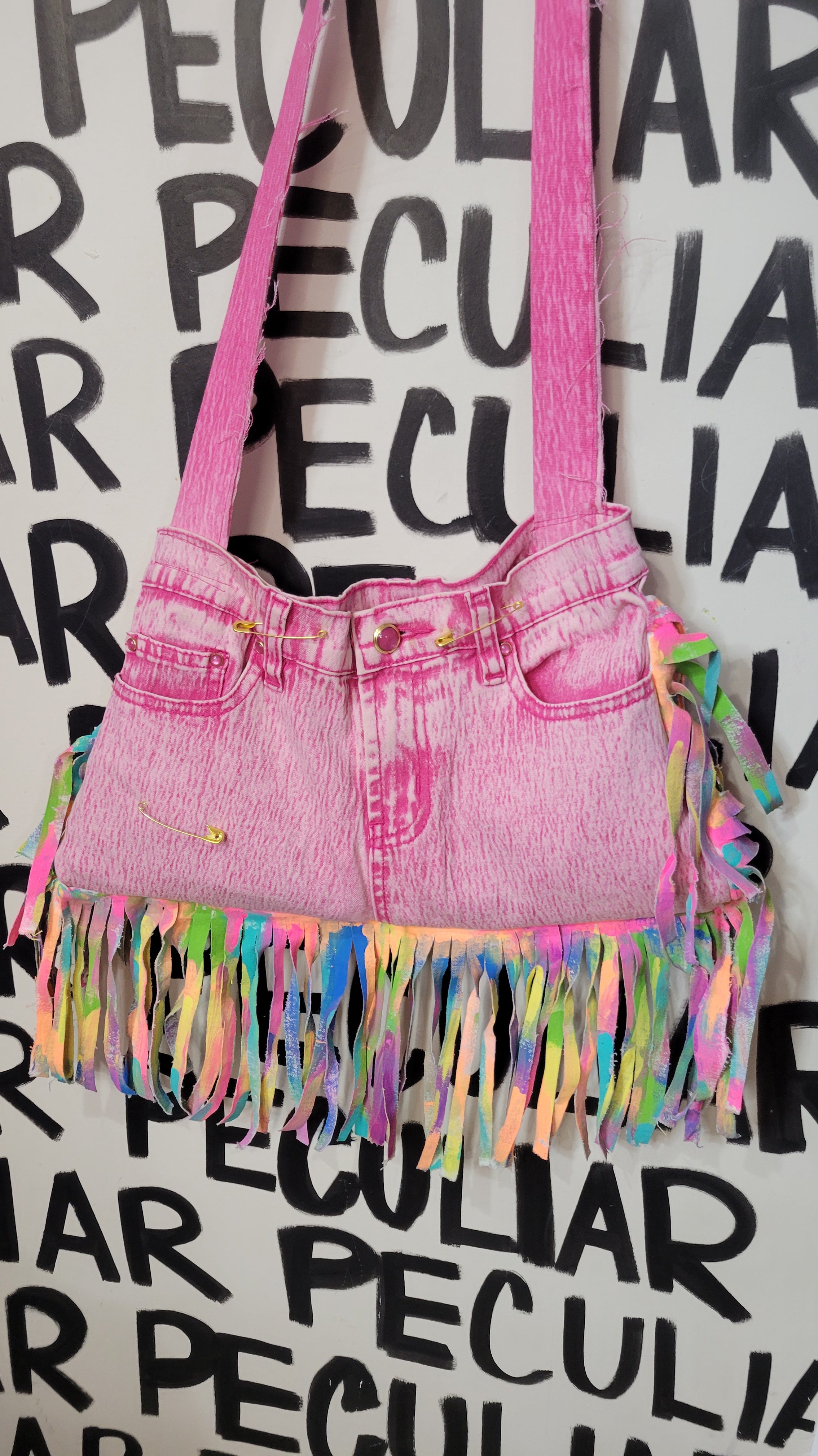 Pinky Jean Fringe Purse