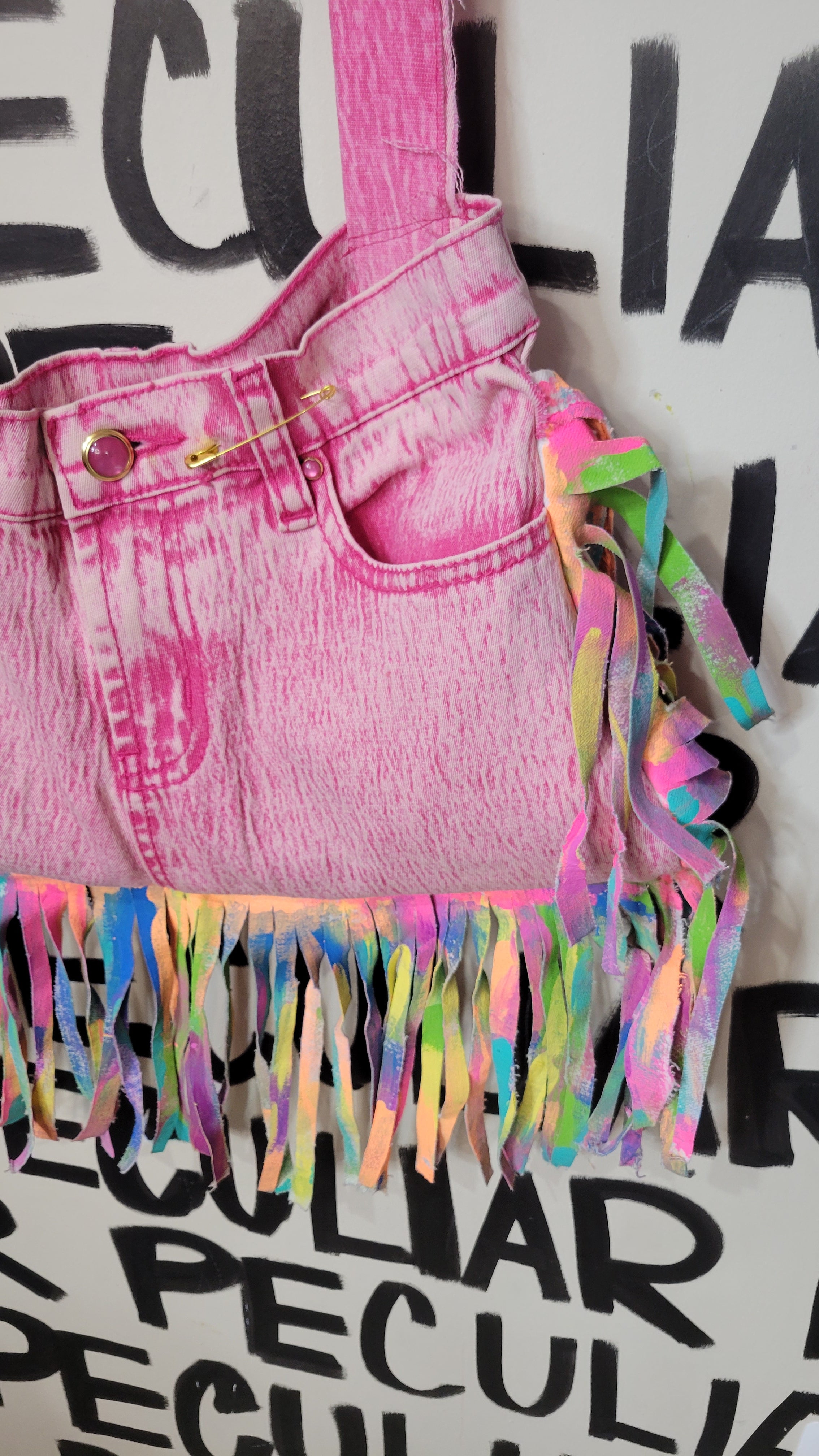 Pinky Jean Fringe Purse