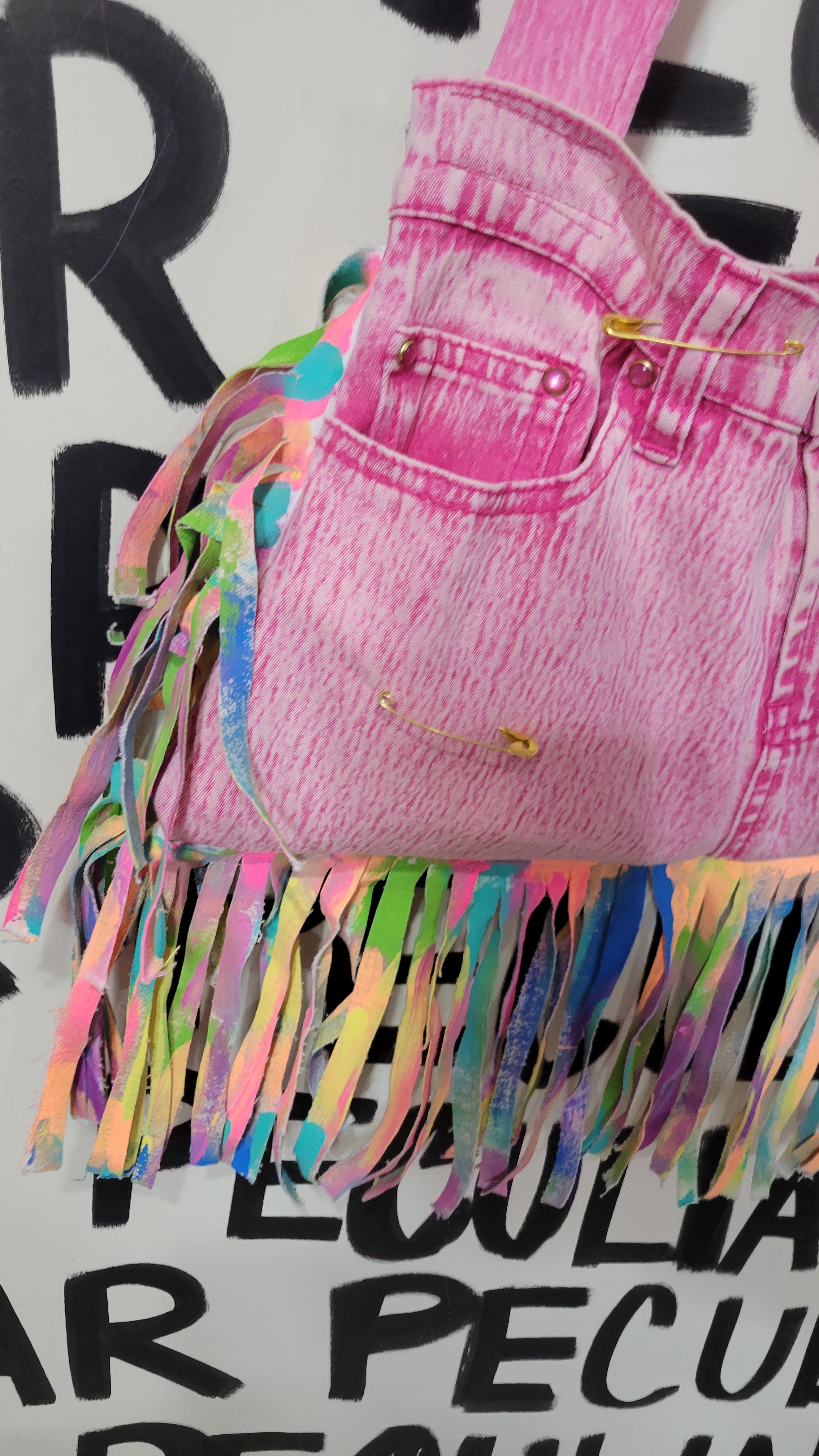 Pinky Jean Fringe Purse