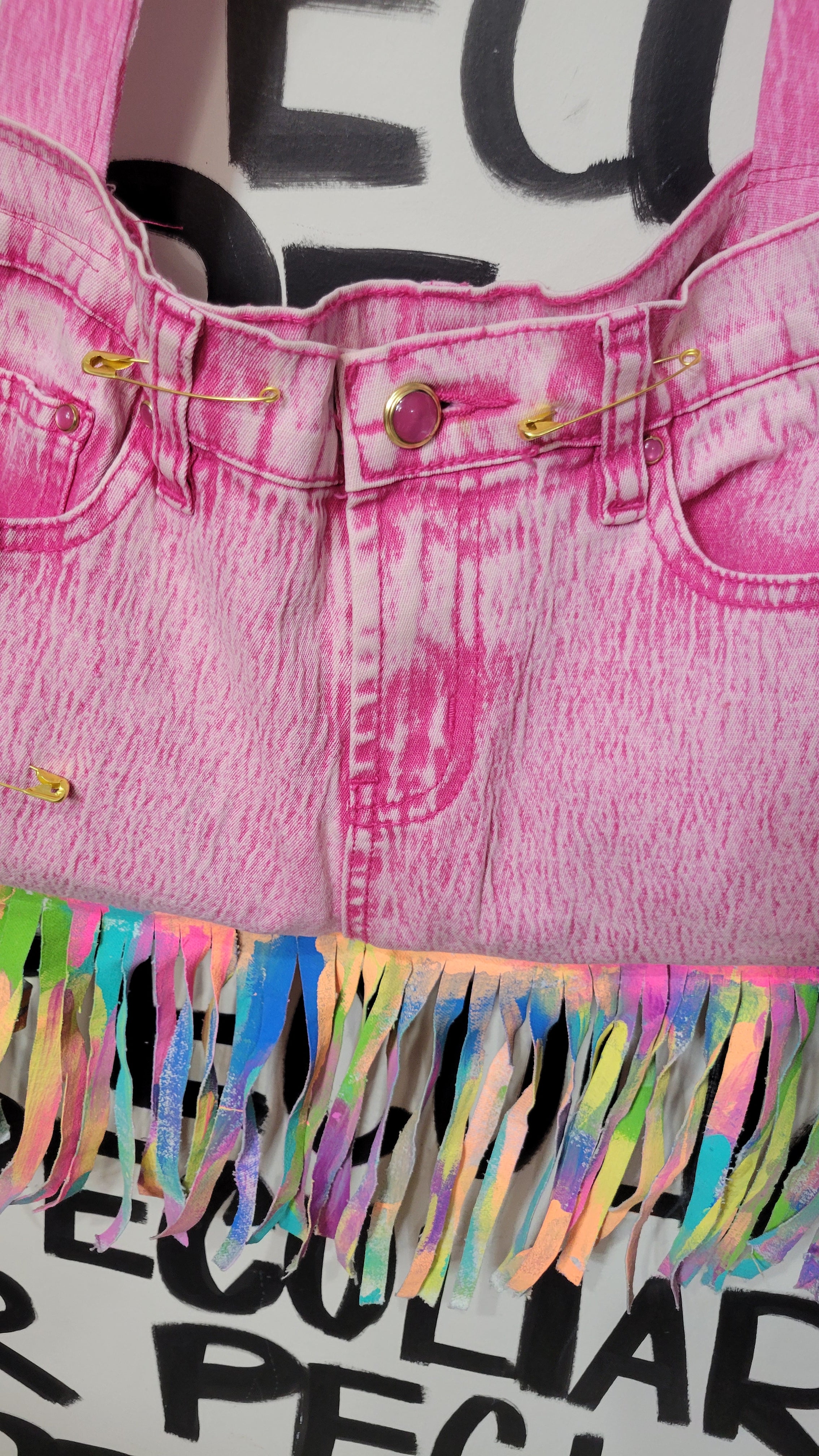 Pinky Jean Fringe Purse