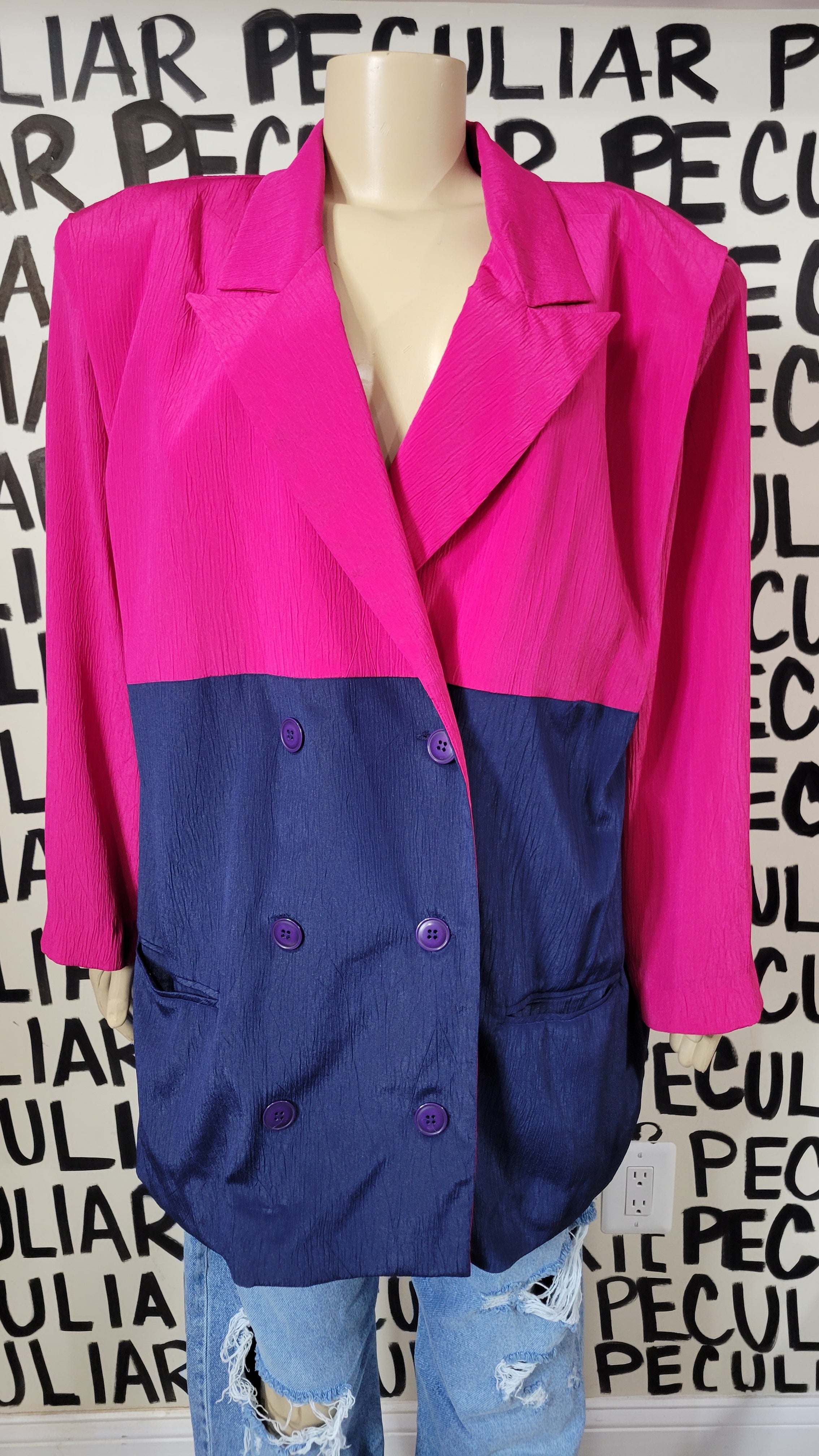 Pink on Blue Blazer