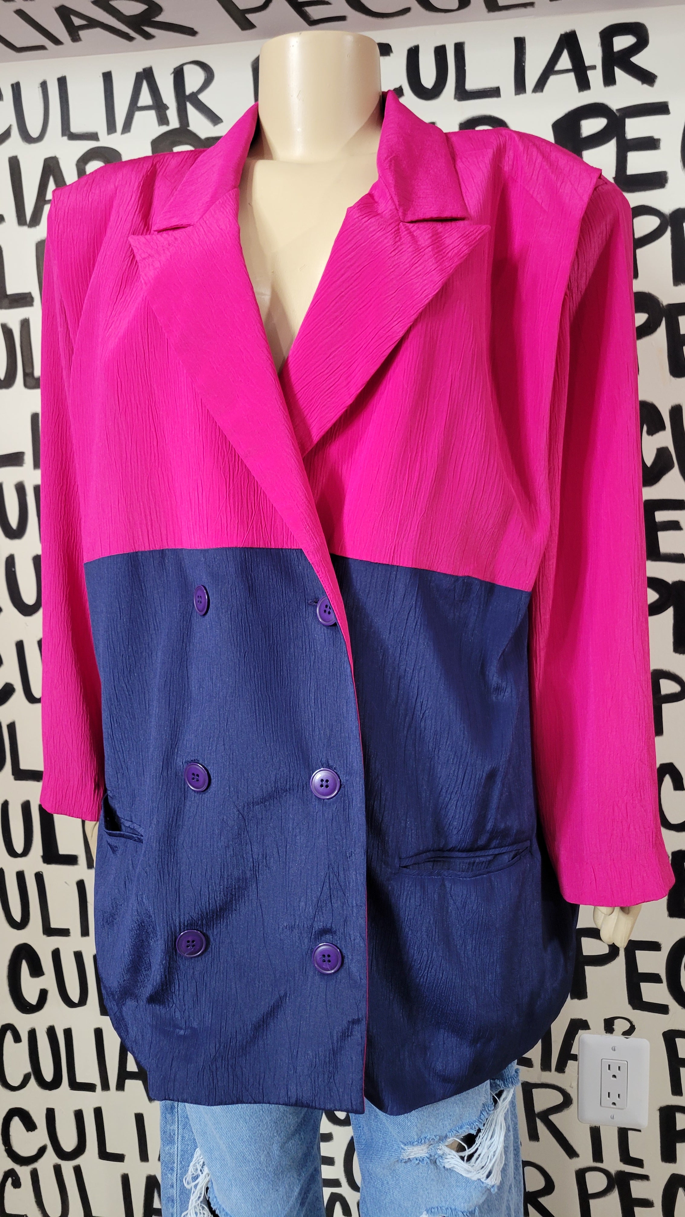 Pink on Blue Blazer