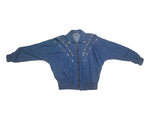 Load image into Gallery viewer, Vintage Gem Jean Bomber Jacket
