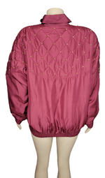 Load image into Gallery viewer, Wine Studded Silk Bomber
